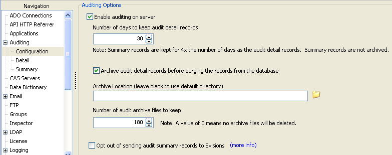Auditing screen in MAPS